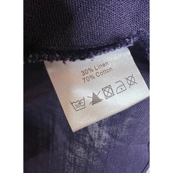 Shopthemint Navy Blue Linen Top Size SM Solid Short Sleeve EUC - Picture 4 of 6